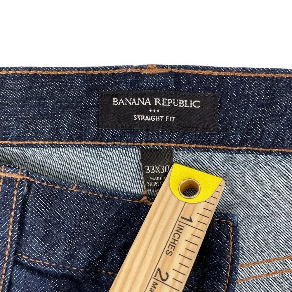 Banana Republic Jeans Men 33x30 (ACTUAL 34x27.5) Dark Blue Straight Fit Denim